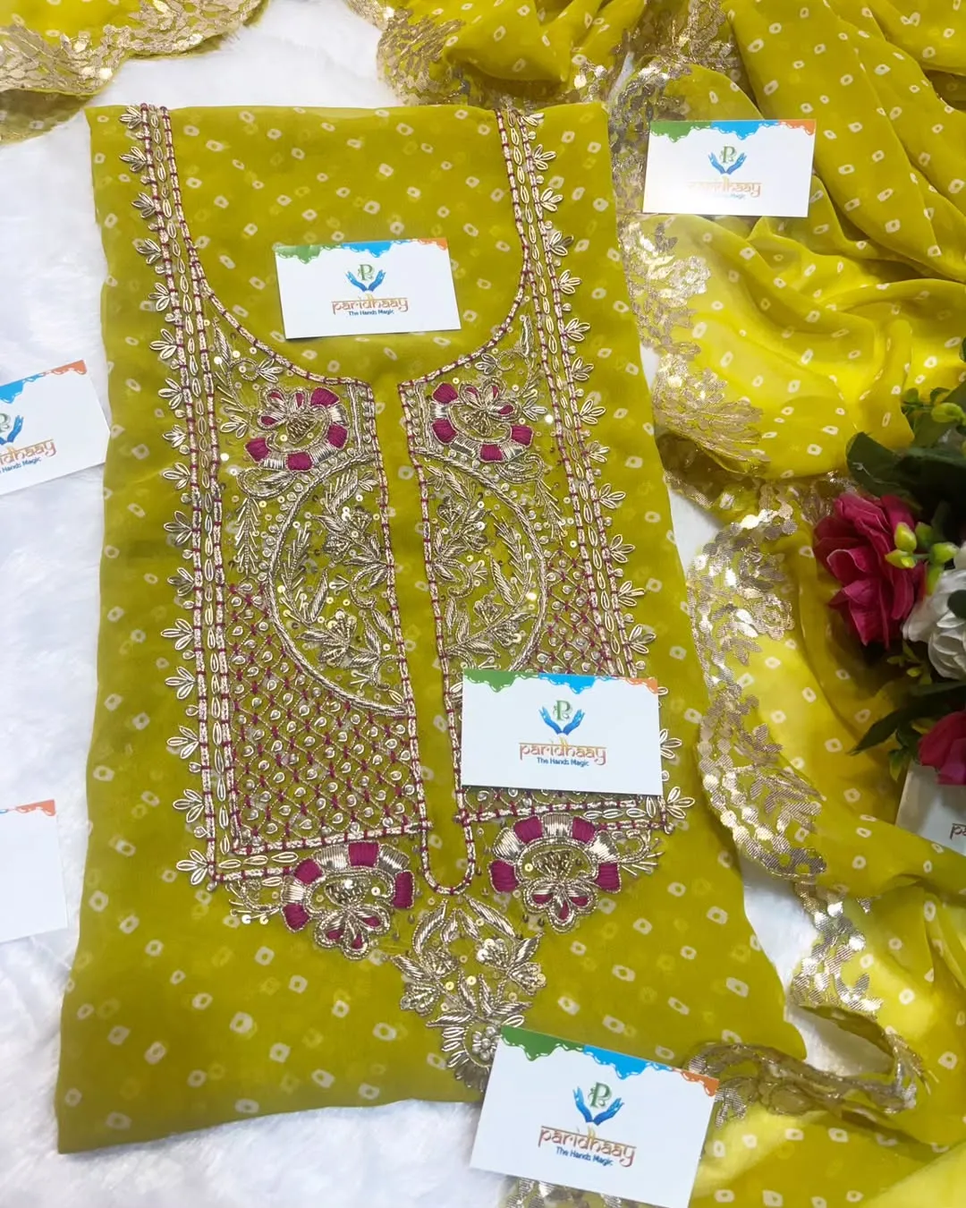 heavy rich Georgette fabric kurta with zardoshi handwork - Image 2