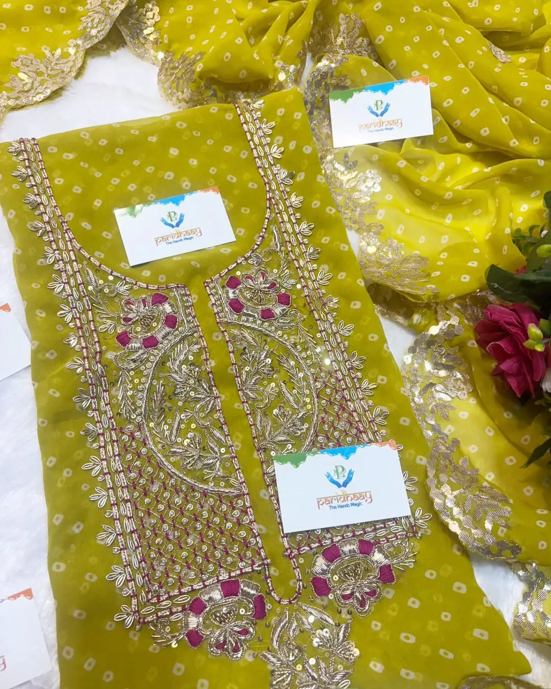 heavy rich Georgette fabric kurta with zardoshi handwork