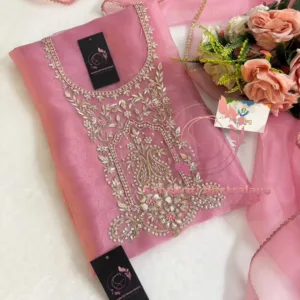 heavy rich organza fabric kurta with zardogi handwork