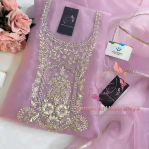 heavy rich organza fabric kurta with zardogi handwork