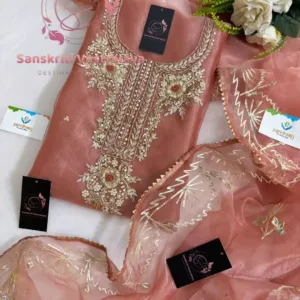 heavy rich organza fabric kurta with zardogi handwork