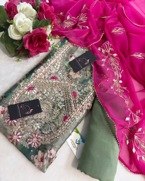 Manipuri silk fabric kurta with zardoshi handwork - Image 2