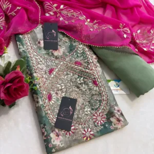 Manipuri silk fabric kurta with zardoshi handwork