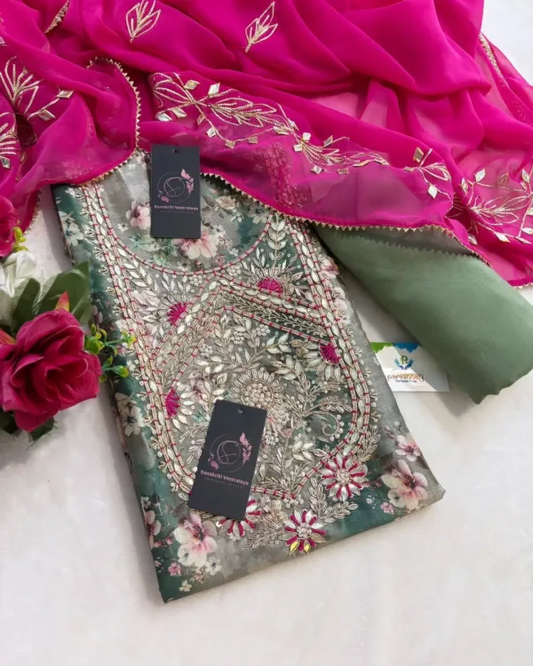 Manipuri silk fabric kurta with zardoshi handwork