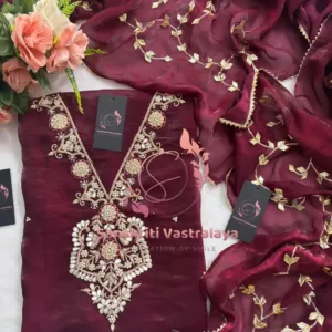 Fendy silk fabric kurta with zardogi handwork