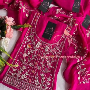 Mul chanderi fabric kurta with zardogi handwork