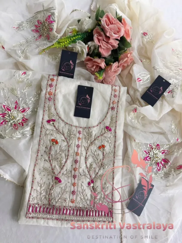 chanderi fabric kurta with zardogi handwork - Image 2