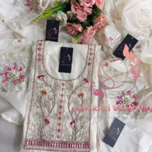 chanderi fabric kurta with zardogi handwork