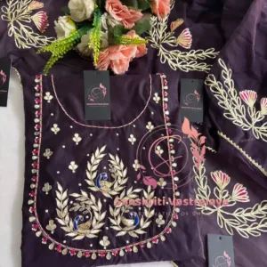 Chanderi fabric kurta with zardogi handwork