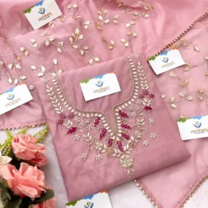 heavy rich chanderi fabric kurta with zardozi handwork