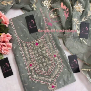 Chanderi fabric kurta with zardogi handwork