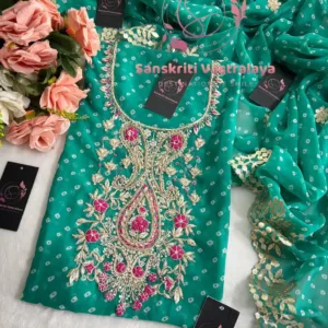 Georgette fabric kurta with zardogi handwork