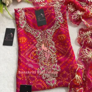 Georgette fabric kurta with zardogi handwork