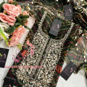 Georgette fabric kurta with zardogi handwork