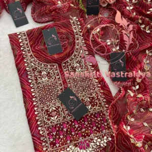 Georgette fabric kurta with zardogi handwork