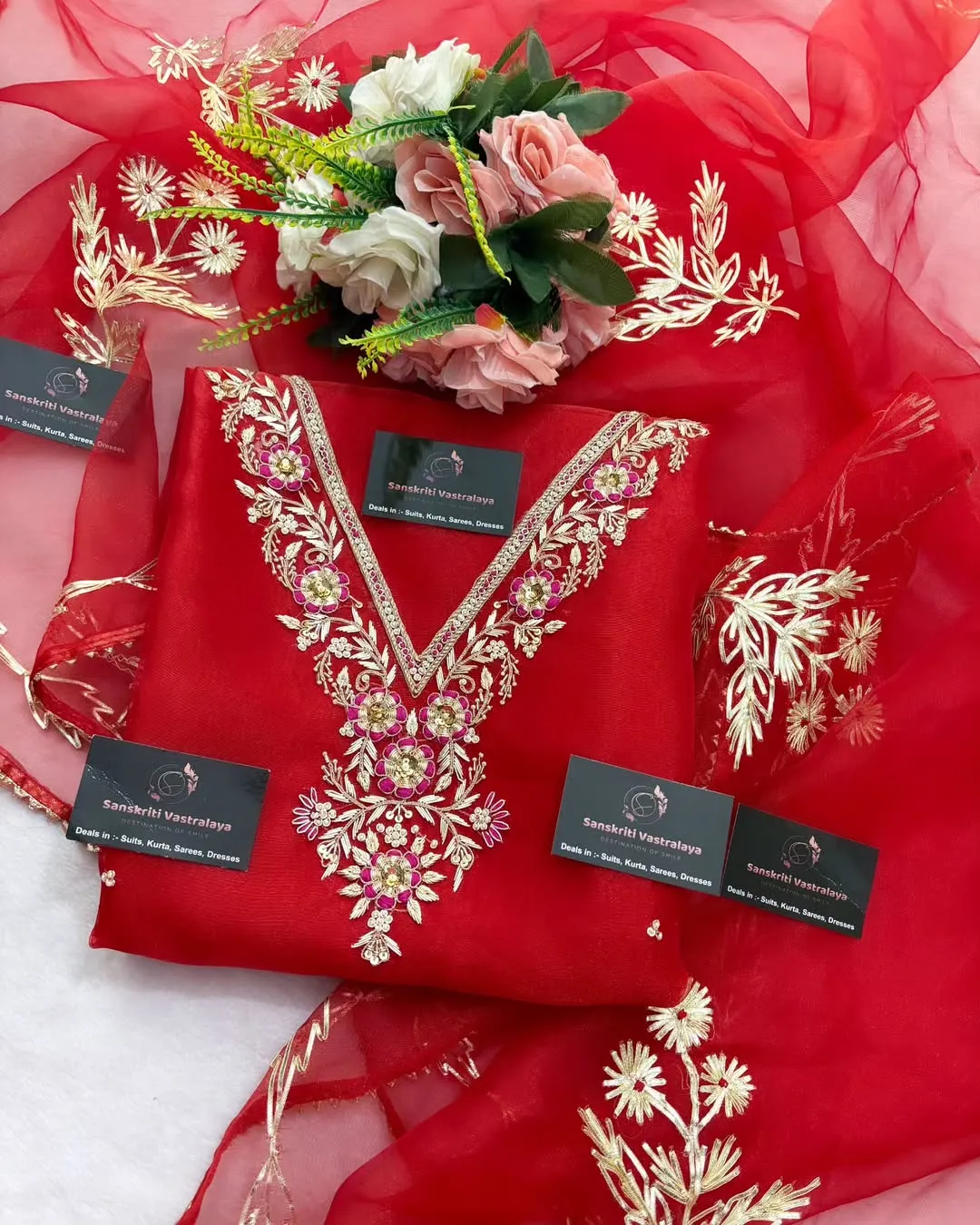 heavy rich organza fabric kurta with zardozi handwork - Image 2