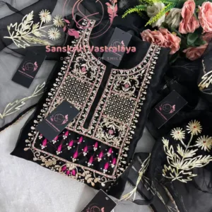 Tissue organza fabric kurta with zardogi handwork