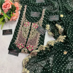 heavy rich tie-dye Georgette fabric kurta with zardoshi