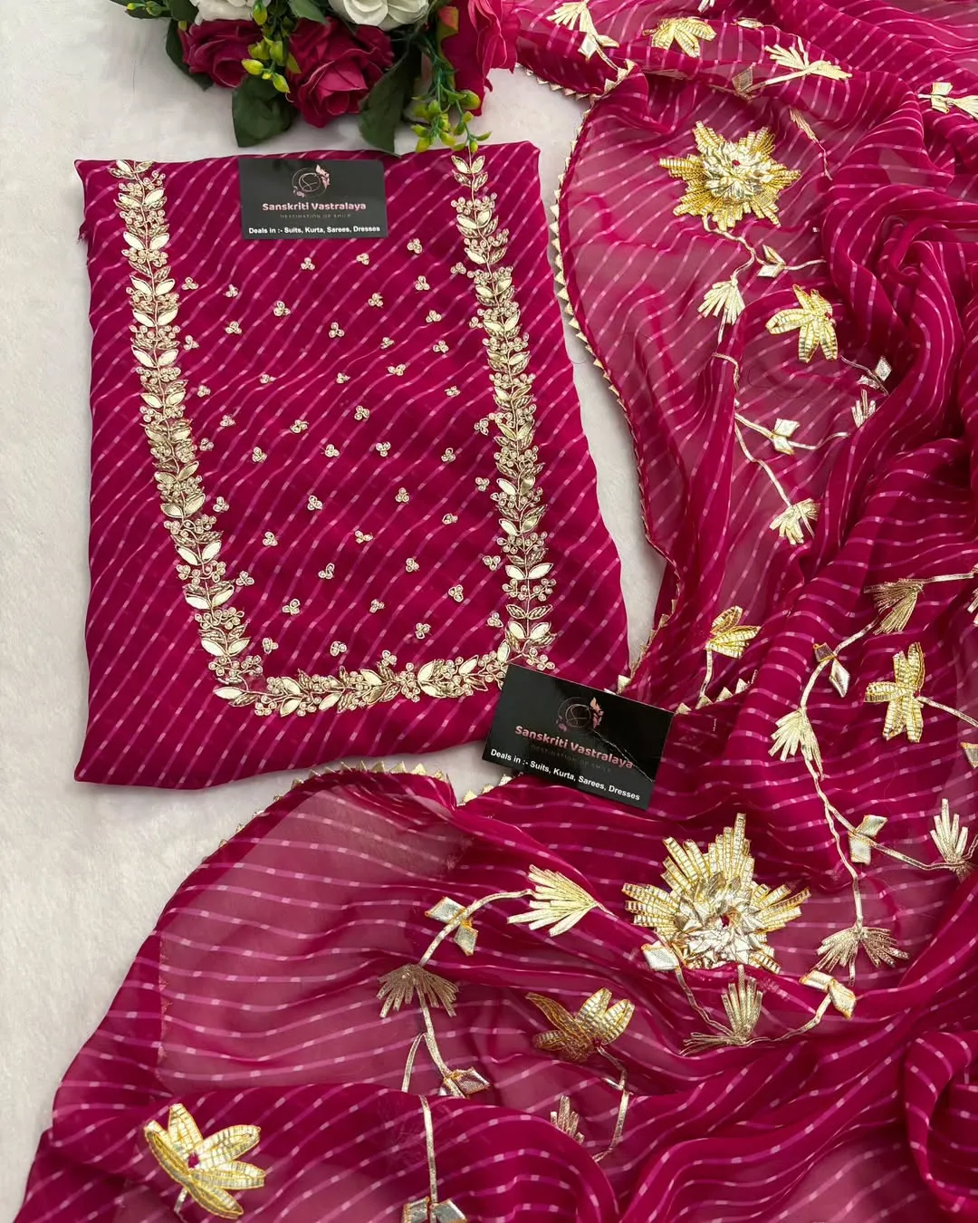 heavy rich Georgette fabric kurta with zardoshi handwork