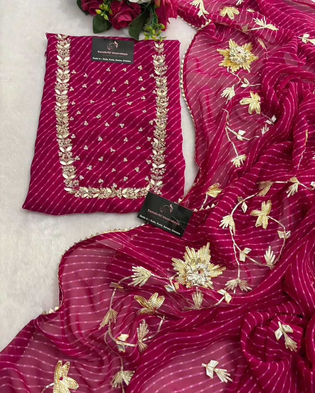 heavy rich Georgette fabric kurta with zardoshi handwork - Image 3