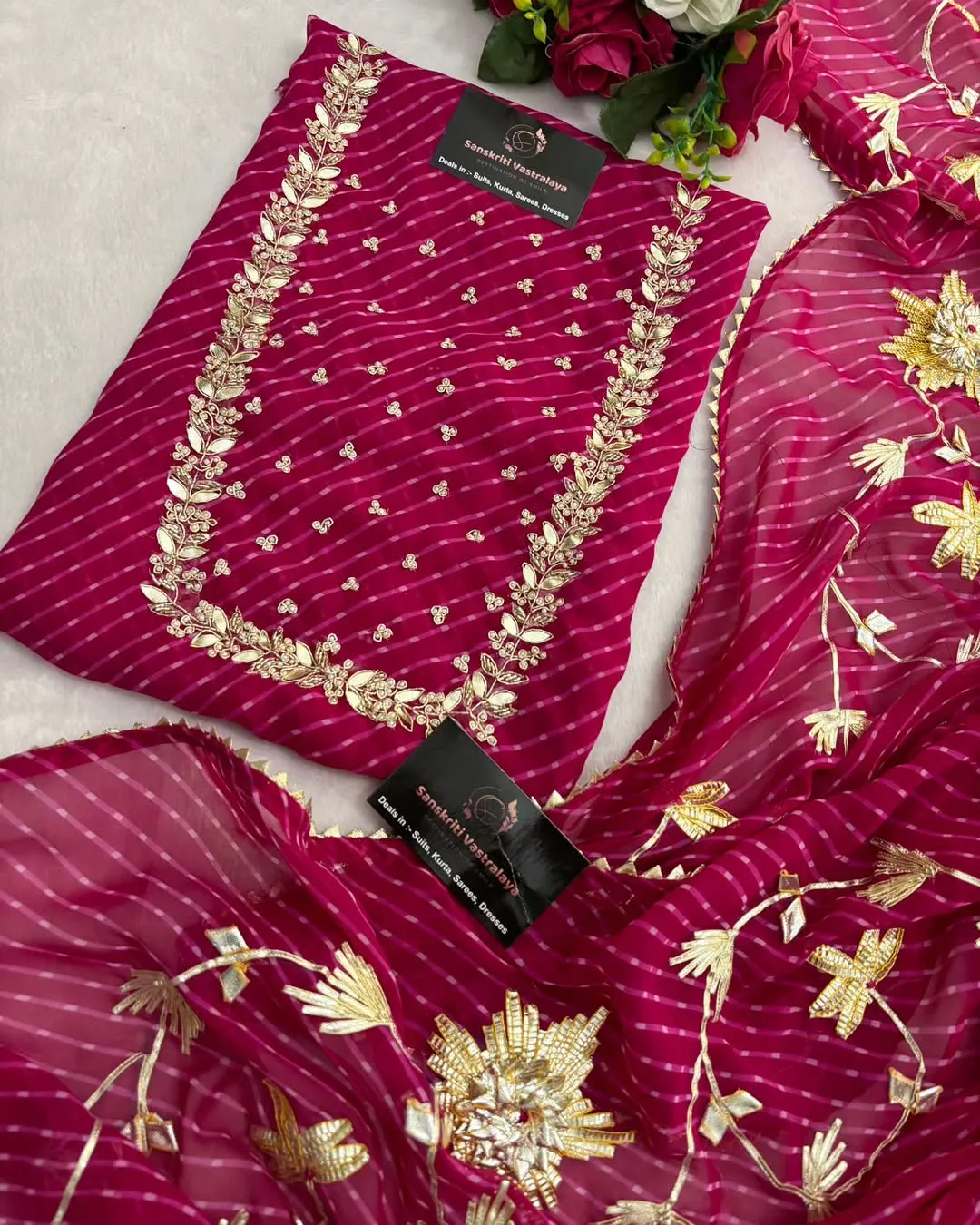 heavy rich Georgette fabric kurta with zardoshi handwork - Image 2