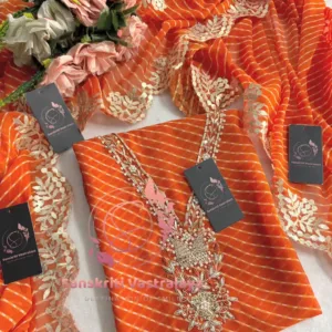 Georgette fabric kurta with zardogi handwork