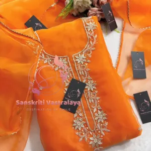 Tissue organza fabric kurta with zardogi handwork