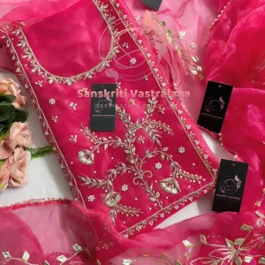 Tissue organza fabric kurta with zardogi handwork