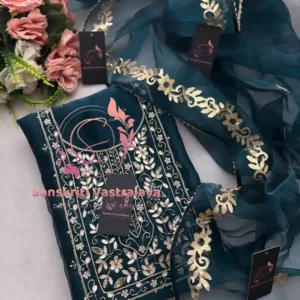 Tissue organza fabric kurta with zardogi handwork