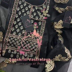 Tissue organza fabric kurta with zardogi handwork