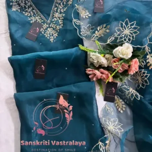 Tissue organza fabric kurta with zardogi handwork