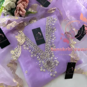 Tissue organza fabric kurta with zardogi handwork