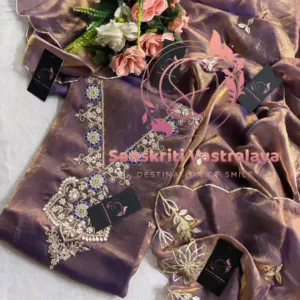 Fendy silk fabric kurta with zardogi handwork