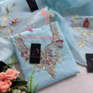 Chanderi fabric kurta with zardozi handwork