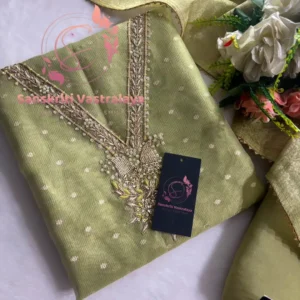 Chanderi fabric kurta with zardozi handwork