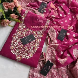 Chanderi fabric kurta with zardogi handwork