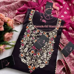 Chanderi fabric kurta with zardogi handwork