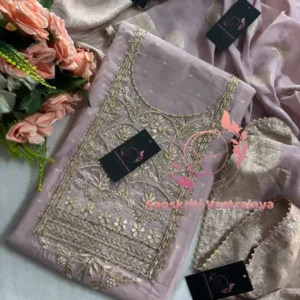 Chanderi fabric kurta with zardogi handwork