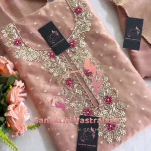 Chanderi fabric kurta with zardogi handwork