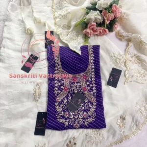 Georgette fabric kurta with zardozi handwork