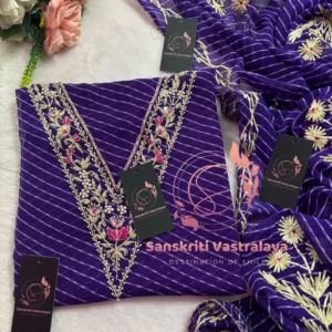 Georgette fabric kurta with zardogi handwork