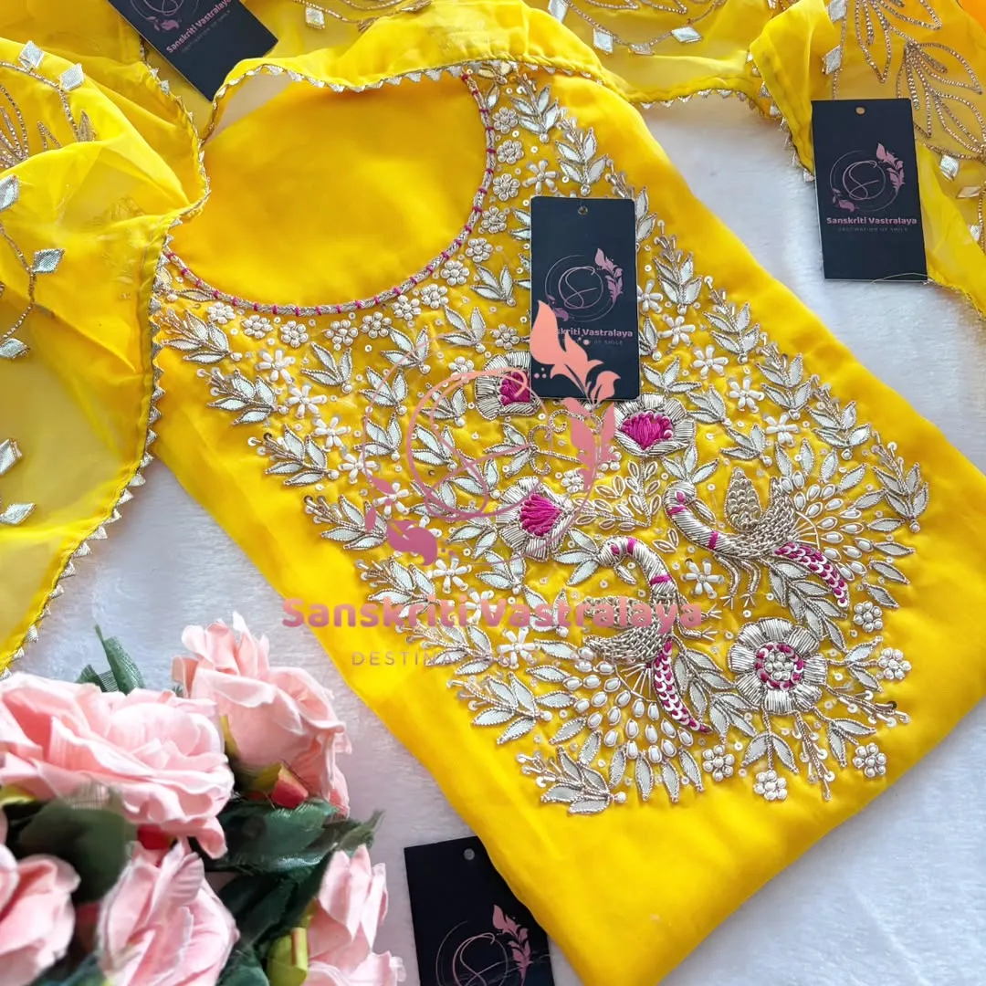 Georgette fabric kurta with zardogi handwork - Image 2