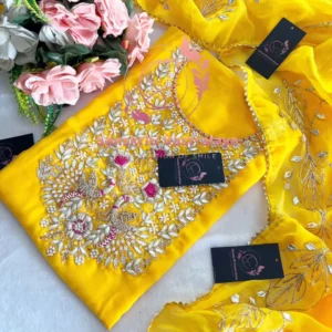 Georgette fabric kurta with zardogi handwork