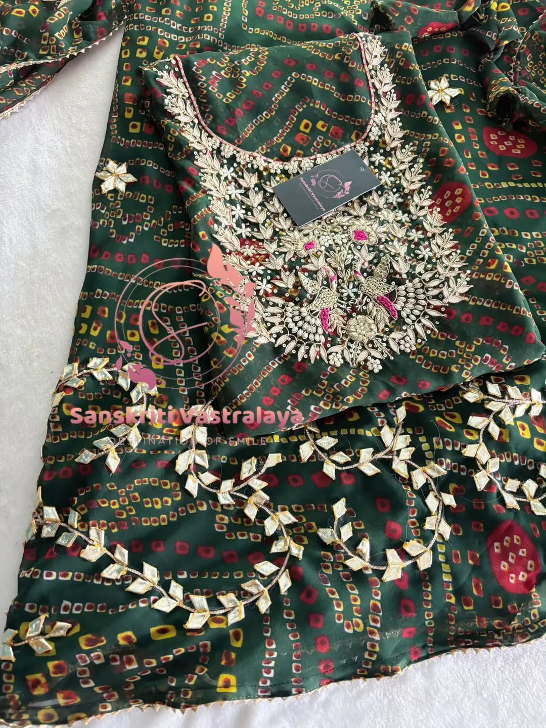 Georgette fabric kurta with zardogi handwork - Image 3