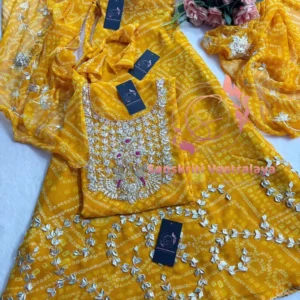 Georgette fabric kurta with zardozi handwork