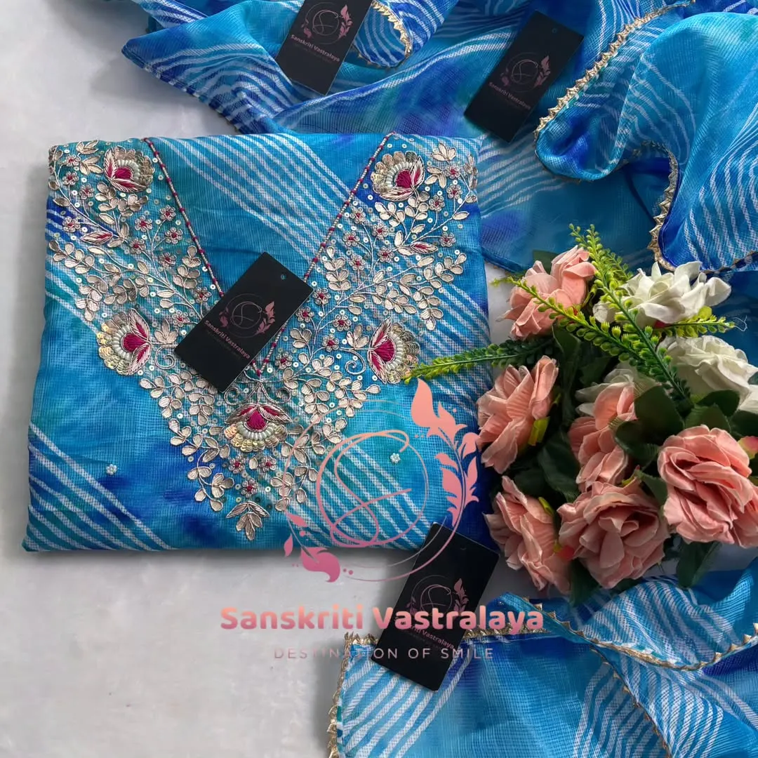 Kota doria fabric kurta with zardogi handwork - Image 2