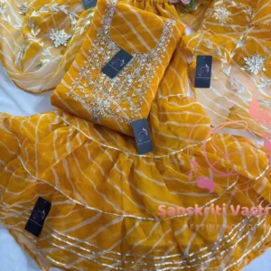 Tissue organza fabric kurta with zardogi handwork