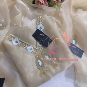 Tissue organza fabric kurta with zardogi handwork