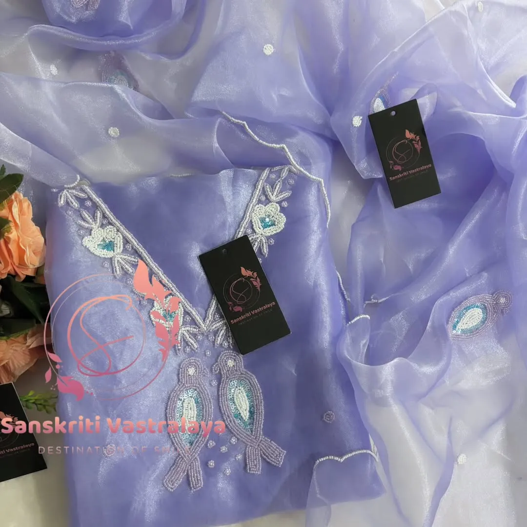 Tissue organza fabric kurta with zardogi handwork - Image 2