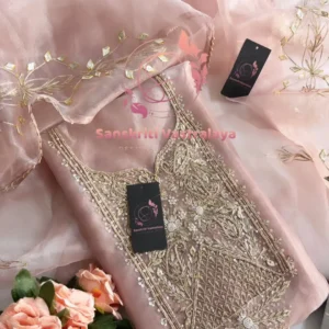 organza fabric kurta with zardogi handwork